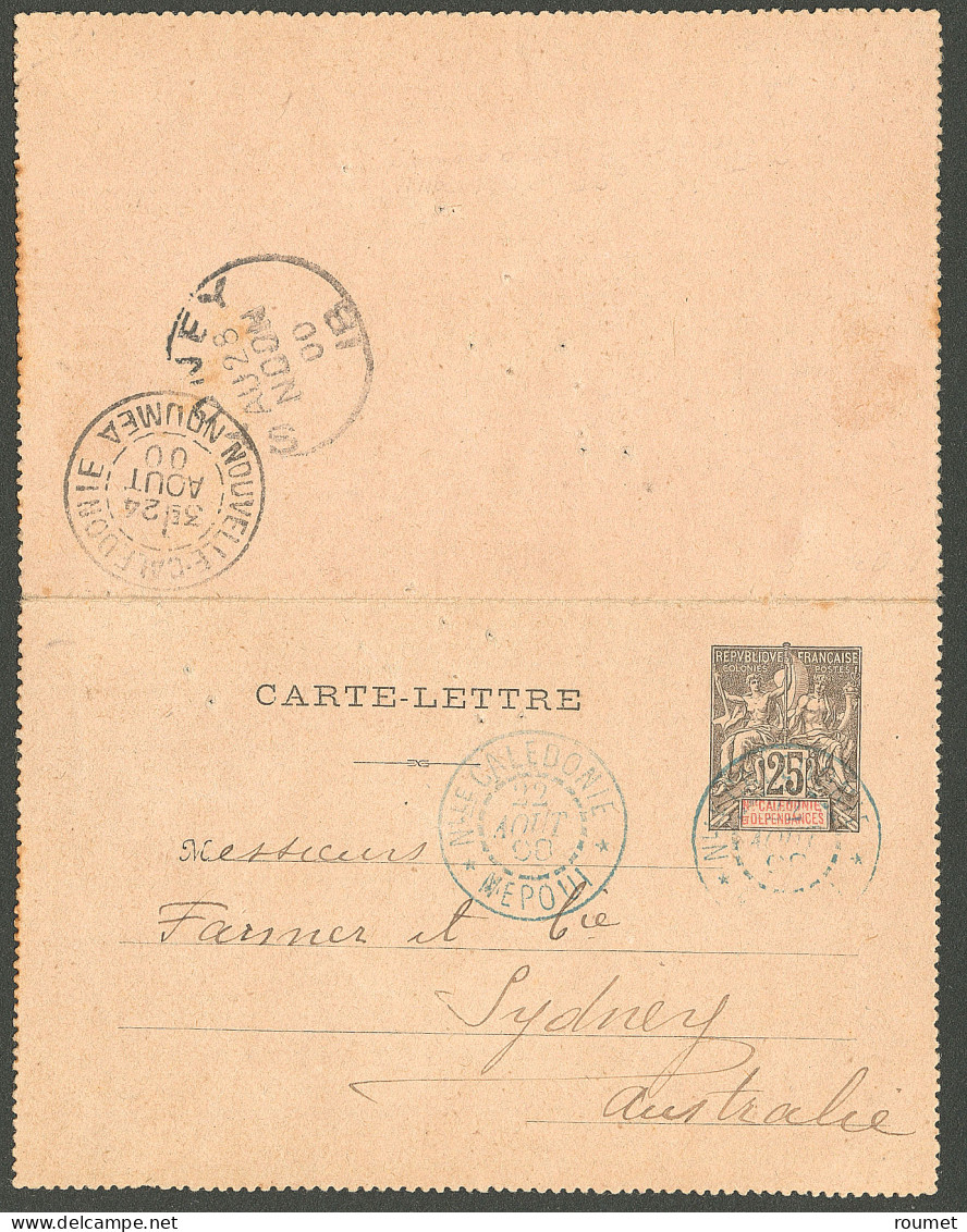 Lettre Cad Bleu "Nlle Calédonie/Nepoui". Entier 25c Pour Sydney, 1900. - TB - Other & Unclassified