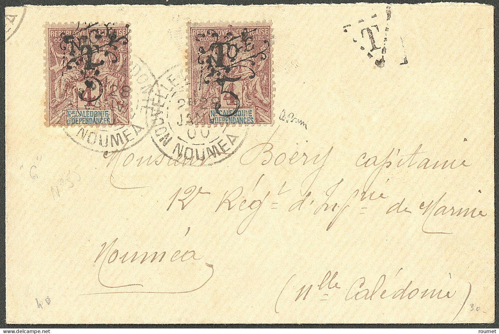 Lettre Cad "Nouvelle Calédonie/Nouméa" Janv 1900 Sur Taxe 7(2), Sur Enveloppe Locale. -TB. - R - Other & Unclassified