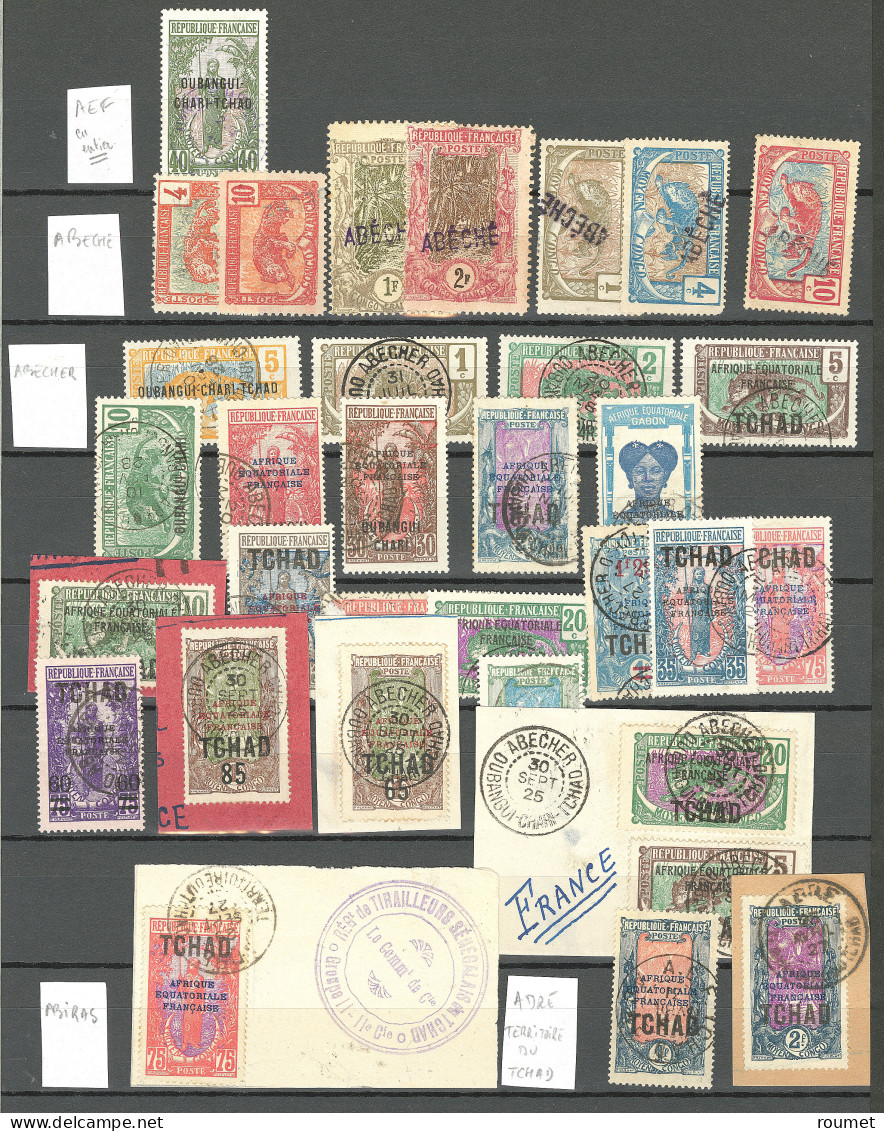 Collection. 1915-1930 (Poste, Taxe), Obl Choisies Et Petits Bureaux Sur TP Du Congo Et Du Gabon, Entre Abeche Et Zouar.  - Other & Unclassified