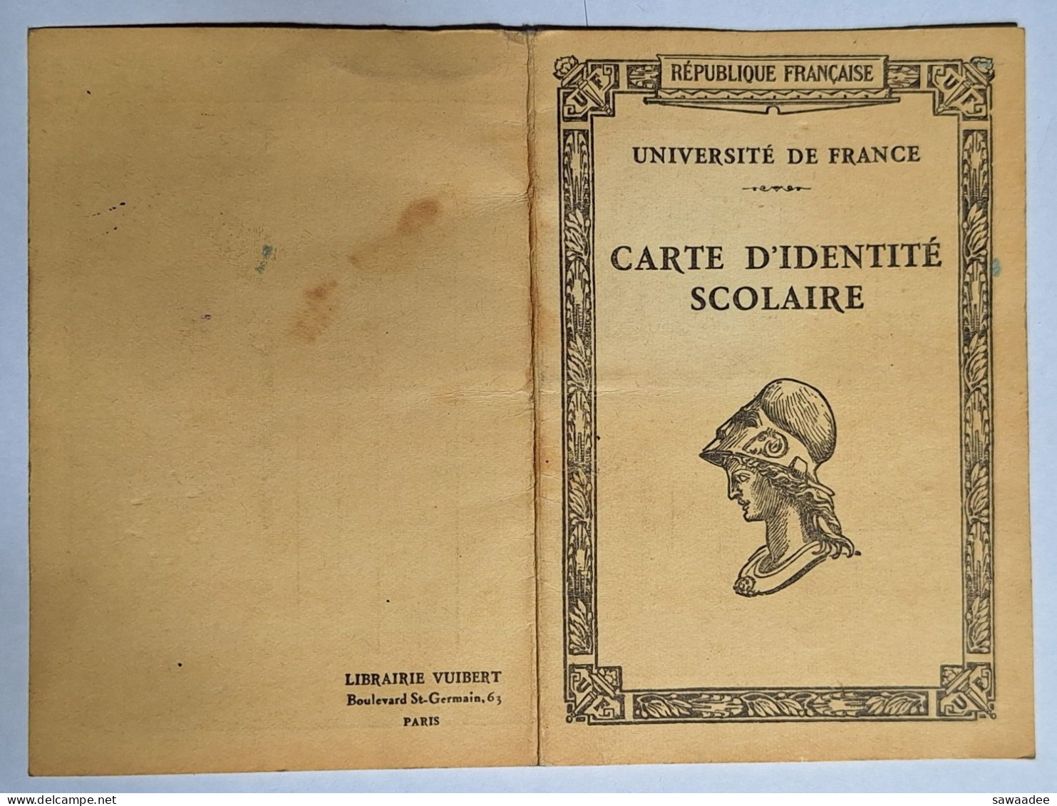 CARTE D'IDENTITE SCOLAIRE - UNIVERSITE DE FRANCE - LYCEE DE JEUNES FILLES DE TOULOUSE - ANNEE SCOLAIRE 1939/1940 - Mitgliedskarten