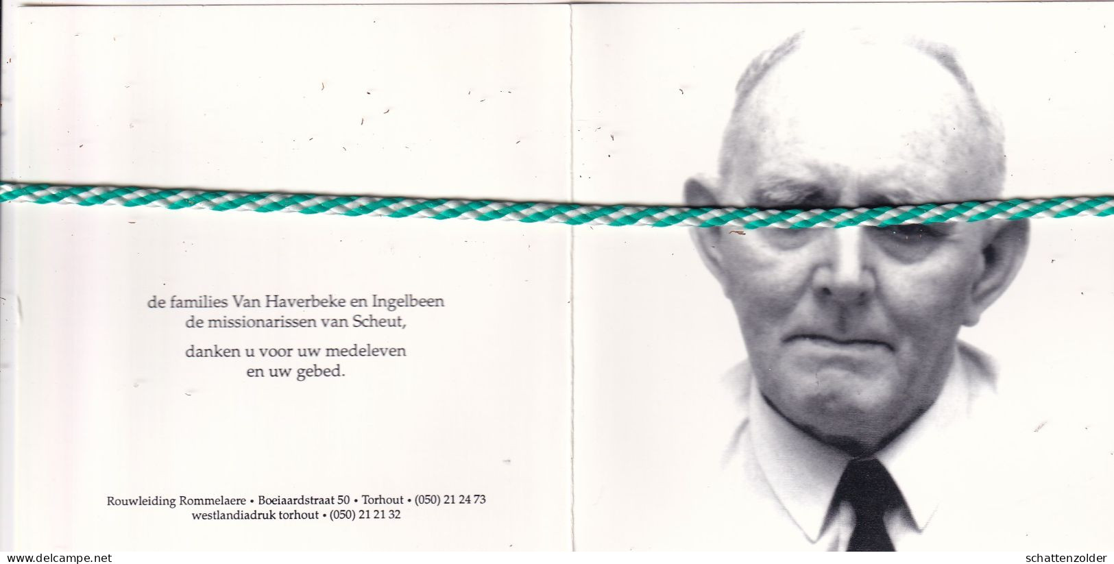 Broeder Louis Van Haverbeke, Geluwe 1926, Torhout 2000. Congo. Foto - Obituary Notices