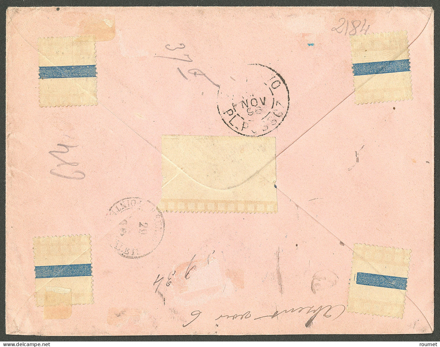Lettre Cad "Réunion/Saint Pierre". Entier 25c + Nos 14 + 20 Paire + 21 + 22 Sur Enveloppe Recommandée Pour Passy, 1896.  - Autres & Non Classés