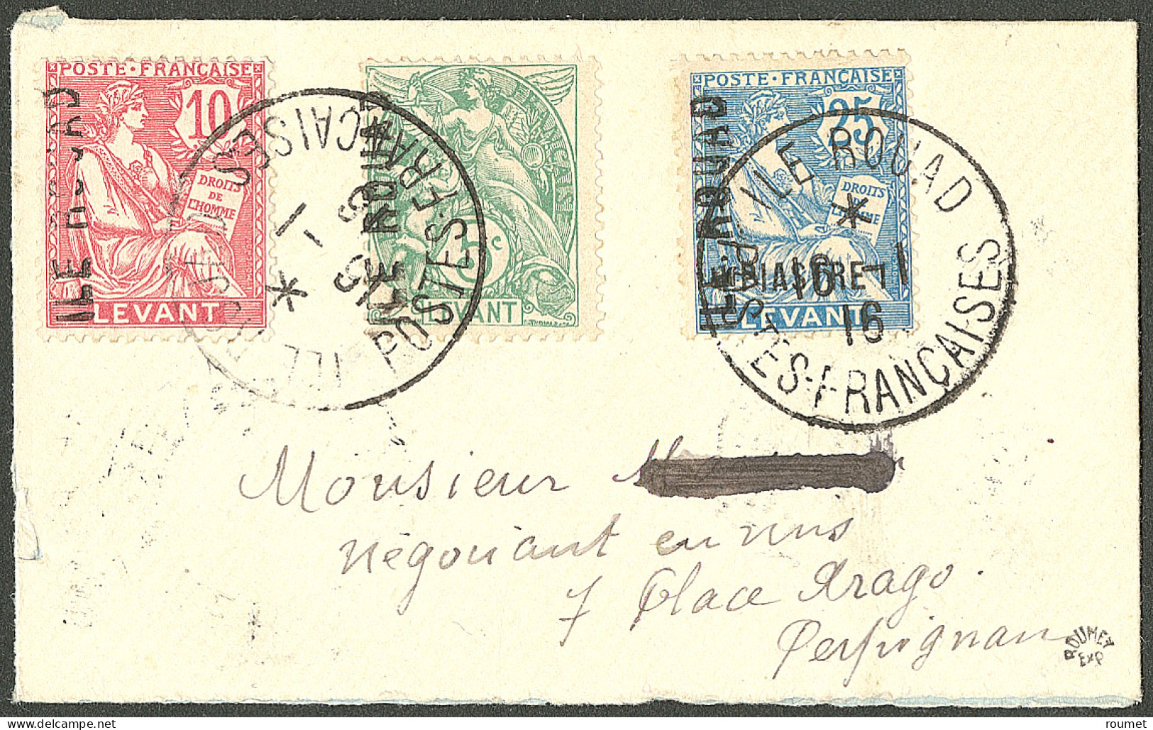 Lettre ROUAD.Lettre.  Cad "Ile Rouad/Postes Françaises" Janv 16 Sur N°1 + 2 + 3 Sur Petite Enveloppe Pour La France. - T - Sonstige & Ohne Zuordnung