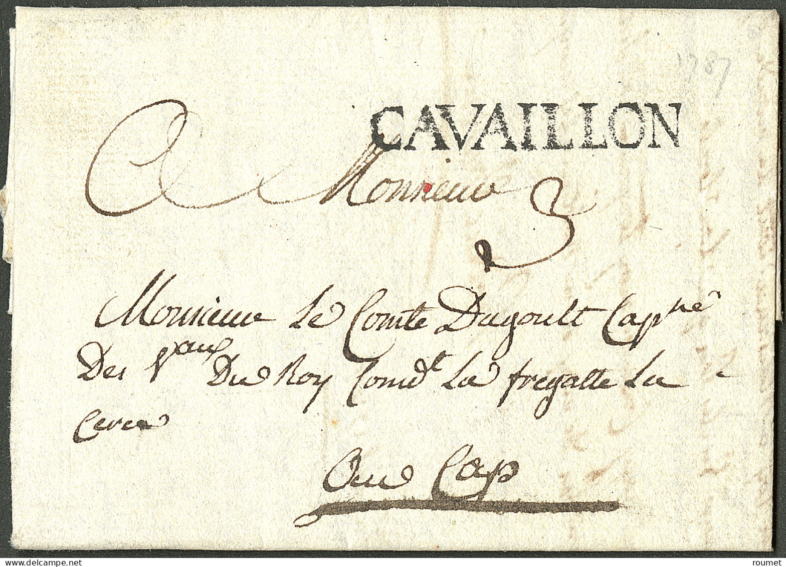 Lettre Cavaillon (Jamet N°1).Lettre Avec Texte Daté Du 6 Avril 1787 Pour Le Cap. TB. - Haïti