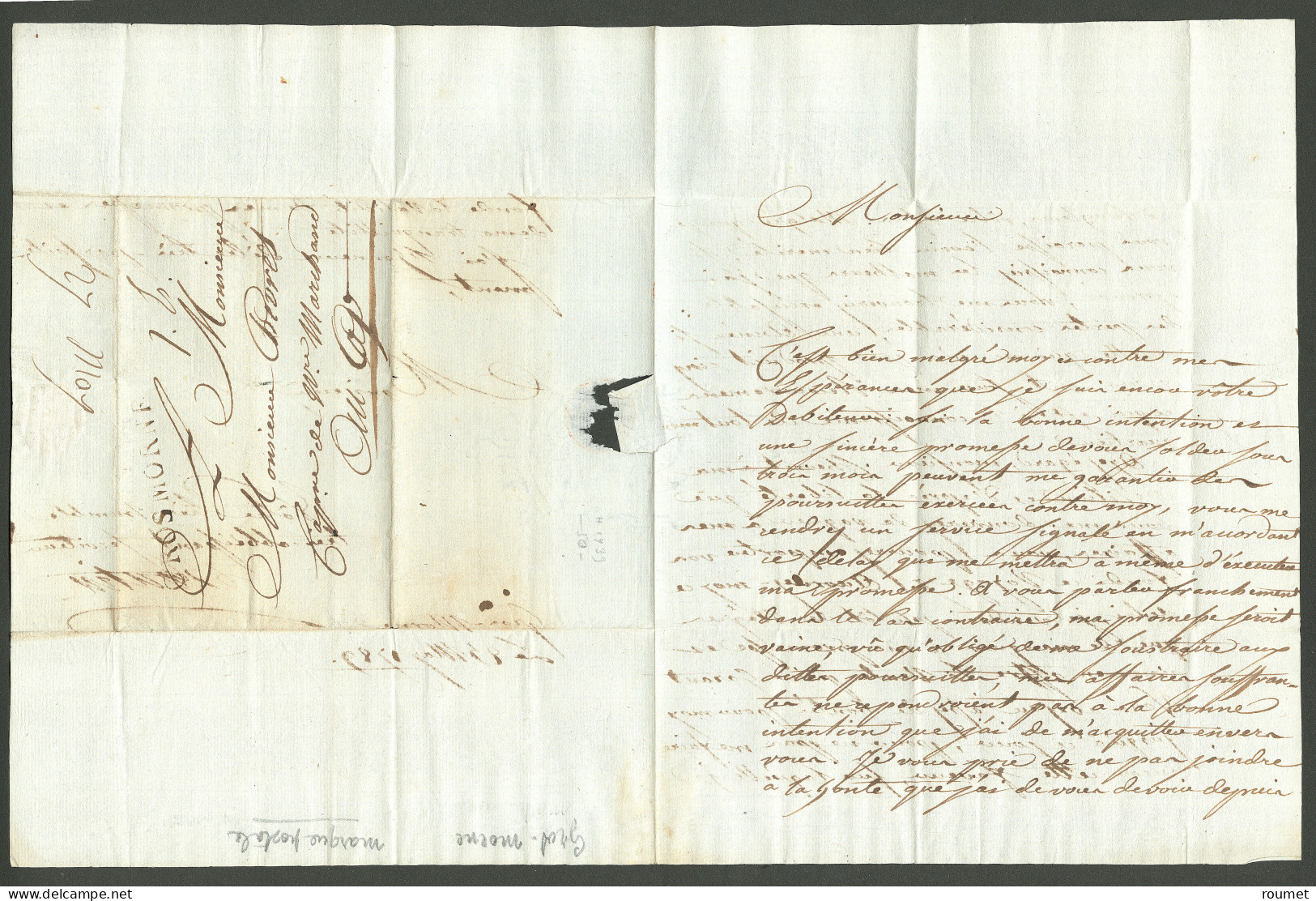 Lettre Gros Morne (Jamet N°1). Lettre Avec Texte Daté Du 25 Mai 1789 Pour Le Cap. - TB. - Haiti