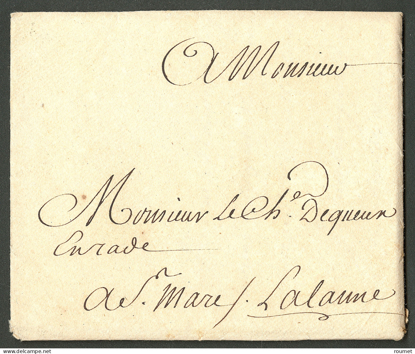 Lettre Enveloppe Avec Texte Adressée En Franchise à Saint Marc. Texte Daté Au Port Au Prince Le 29 Octobre 1753. Au Rect - Haití