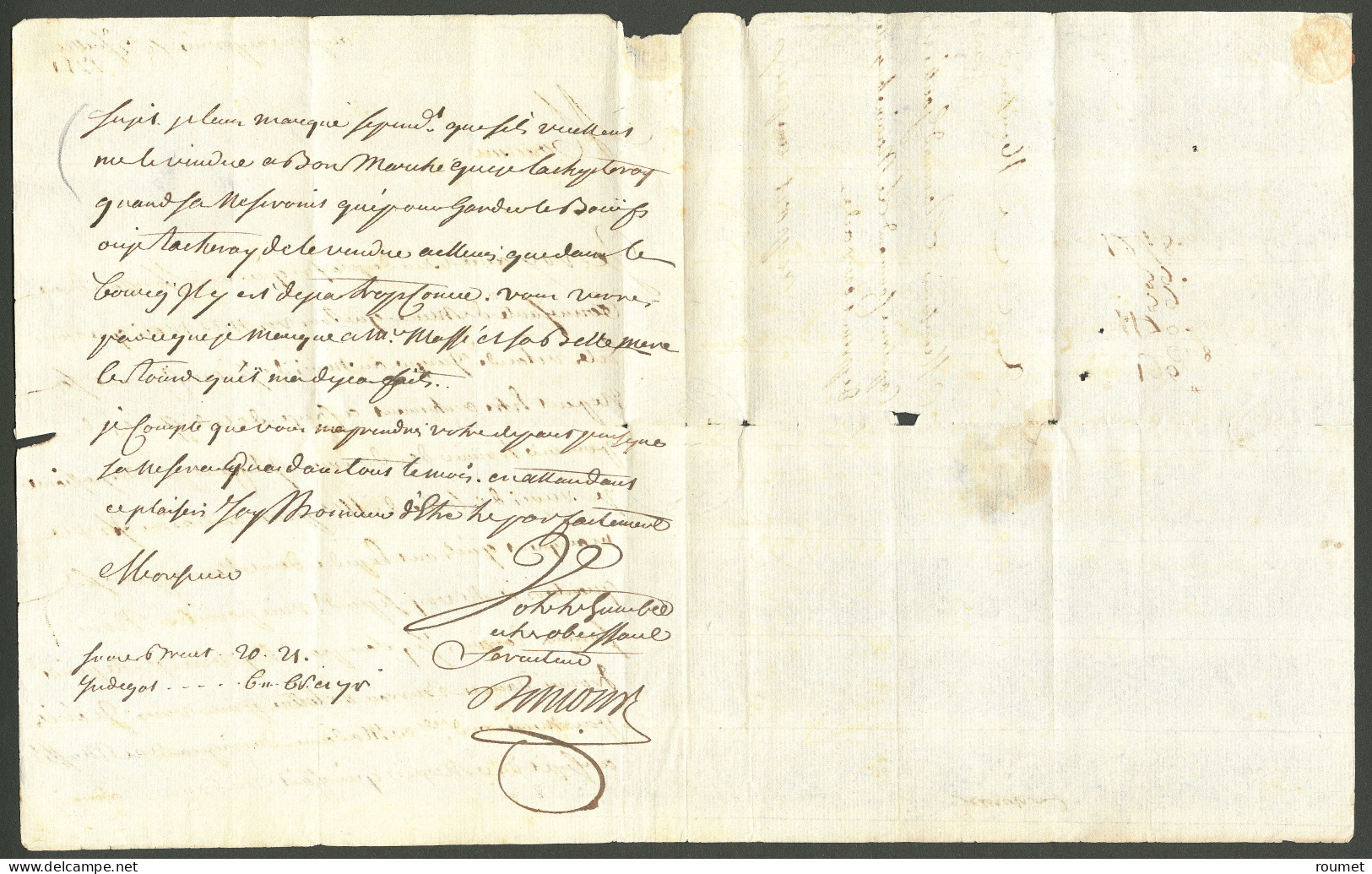 Lettre Lettre Avec Texte Daté De Port Au Prince Le 2 Juillet 1751. Adressée En Port Payé Au Port De Paix. Au Recto, Ment - Haïti