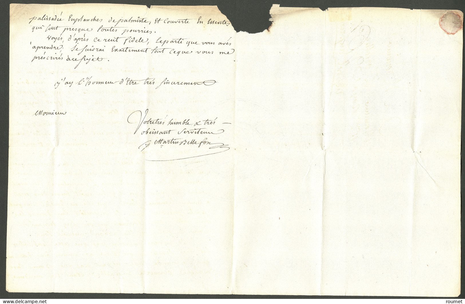 Lettre Cayes.19.mars (Jamet N°7). Lettre Avec Texte Daté Du 19 Mars 1789 Pour Port Au Prince. TB. - Haití