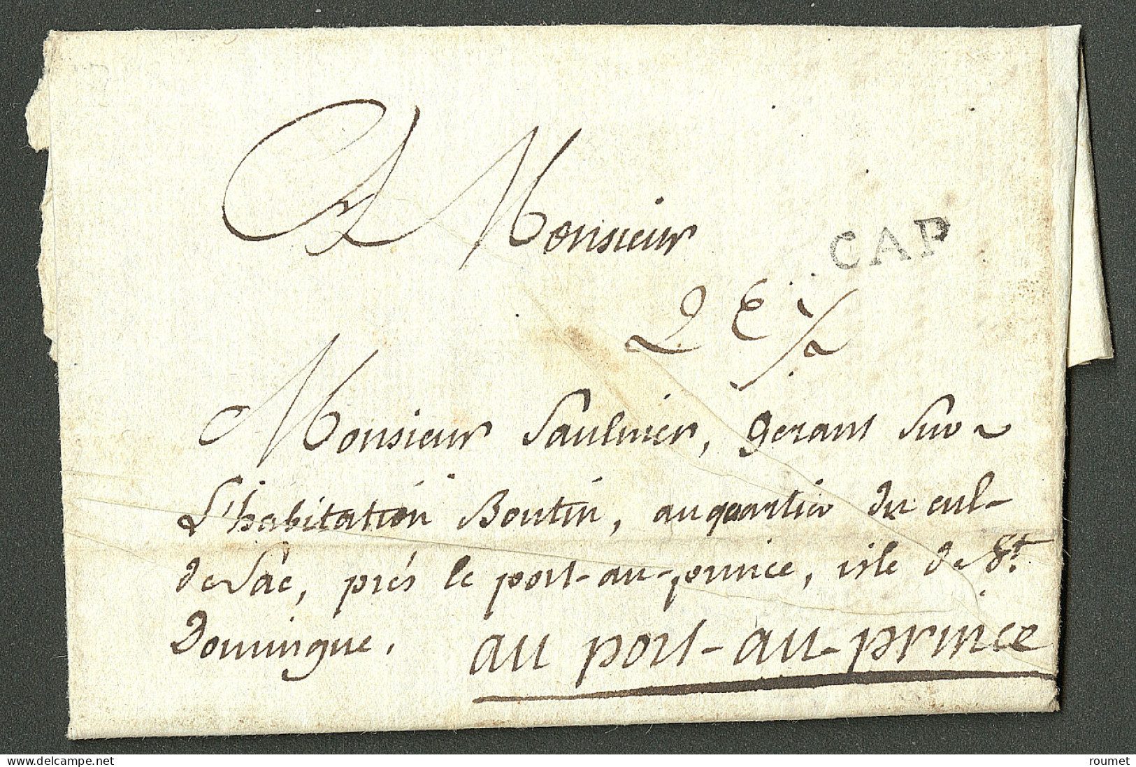 Lettre Cap (Jamet N°8). Lettre Avec Texte Daté De Clion Le 30 Novembre 1782. TB. - Haïti