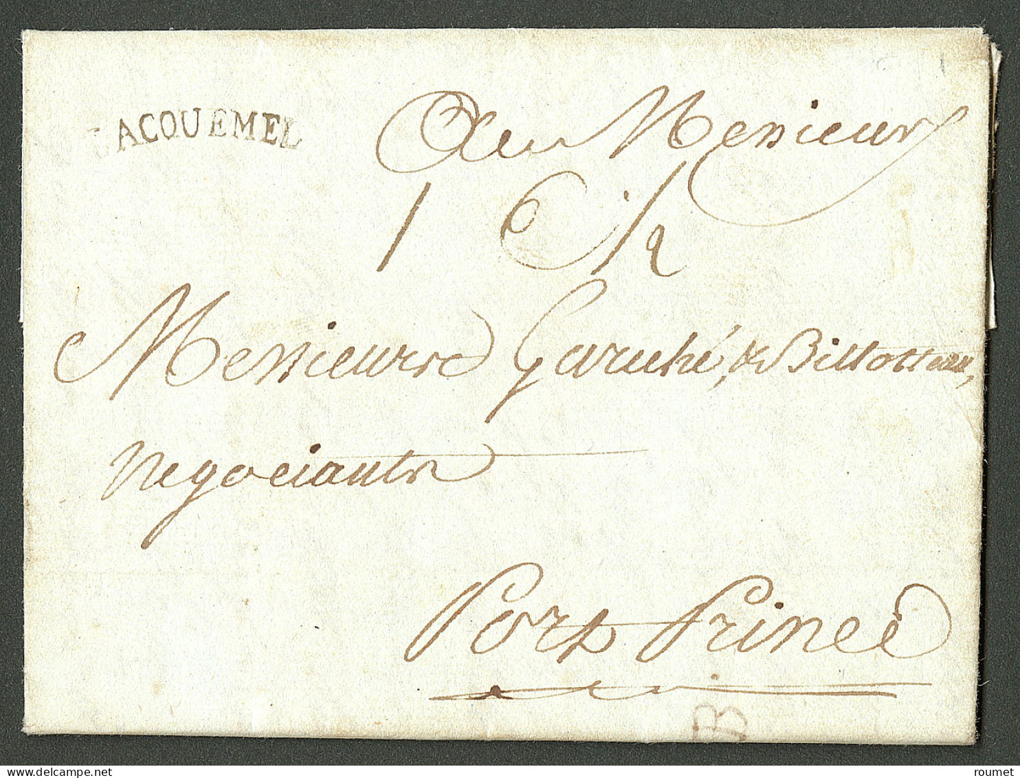 Lettre Jacquemel (Jamet N°2). Lettre Avec Texte Daté Du 27 Mars 1781. TB. - Haití