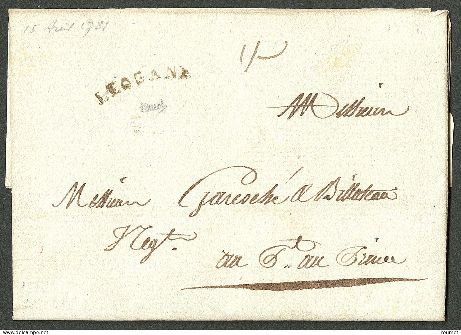 Lettre Leogane (Jamet N°4). Lettre Avec Texte Daté Du 15 Avril 1781 Pour Port Au Prince. TB. - Haiti