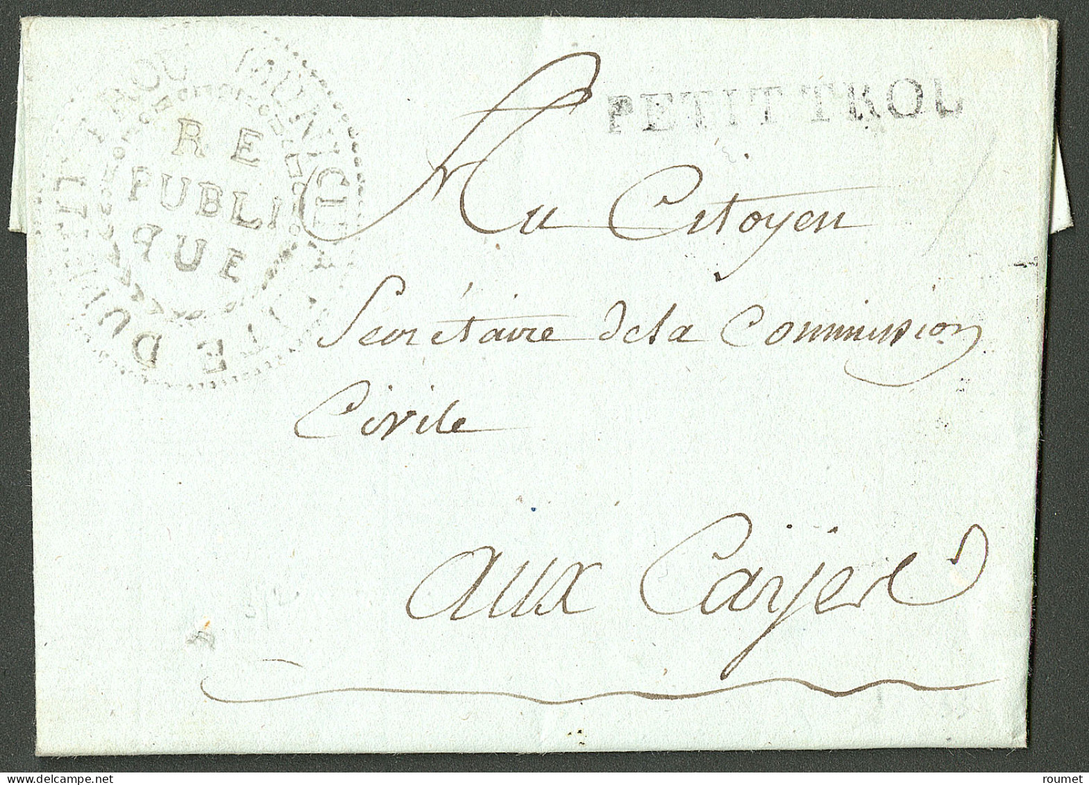 Lettre Petit Trou (Jamet N°2), Cachet "Municipalité Du Petit Trou/République" (Jamet, Franchise N°3). Lettre Avec Texte  - Haïti