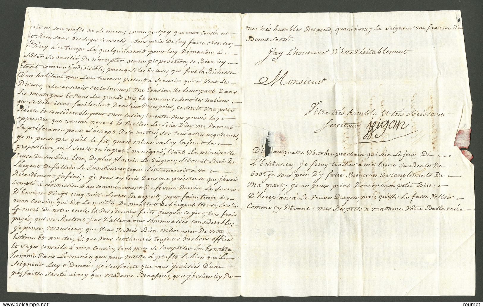 Lettre A St Domingue. Lettre Avec Texte Daté à L'Azyke Quartier D'Aquin Le 20 Mai 1773 Pour Castres. TB. - Haiti