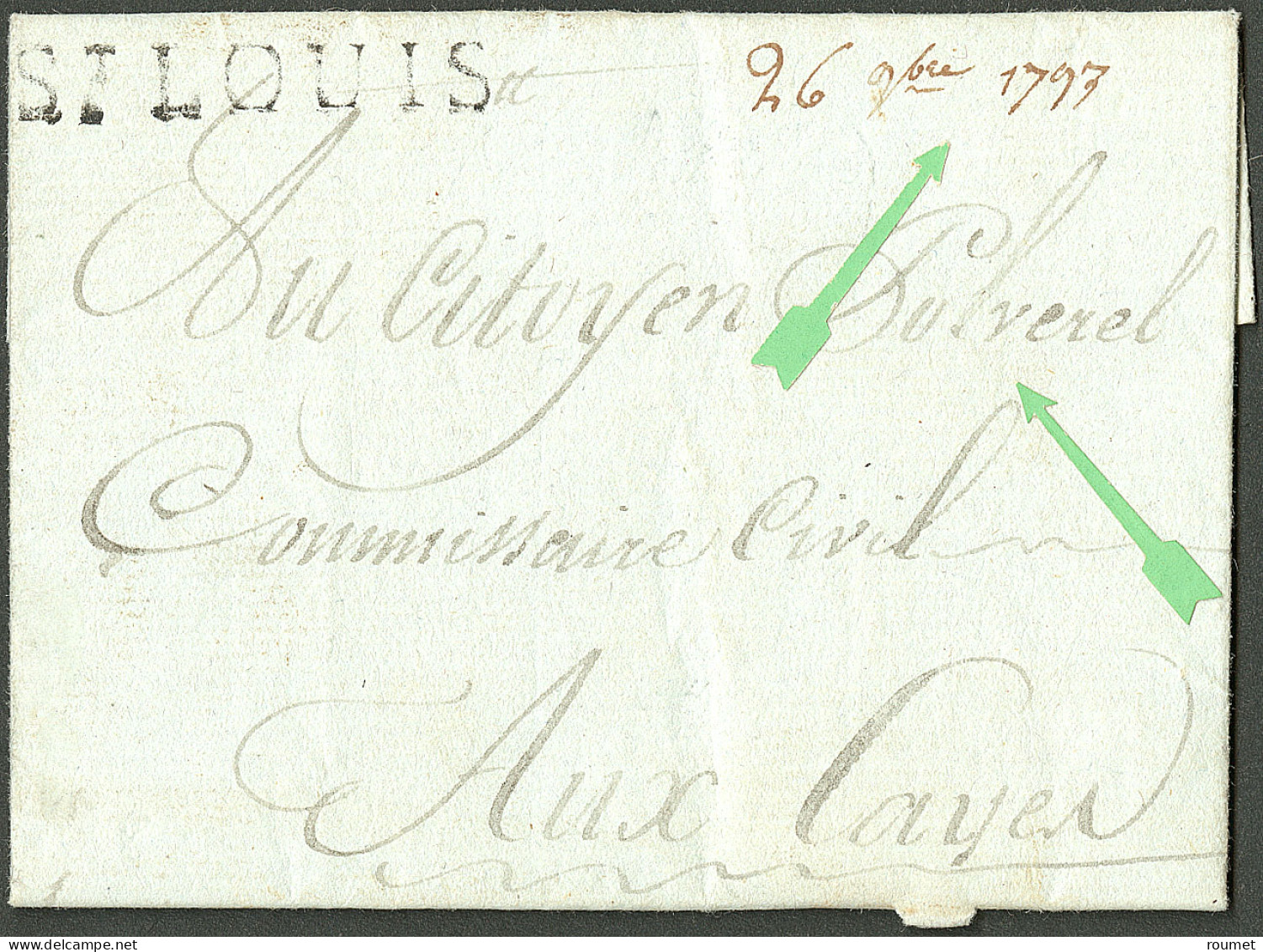 Lettre St Louis (Jamet N°8) + "26 9bre 1793". Lettre Avec Texte D'un Détenu à La Prison De Saint Louis, Adressée En Fran - Haití