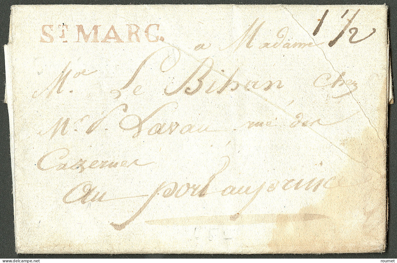 Lettre St Marc Rouge (Jamet N°12). Lettre Avec Texte Daté Du 5 Vendémiaire An 11, Acheminée Par La Poste Du Général Lecl - Haití