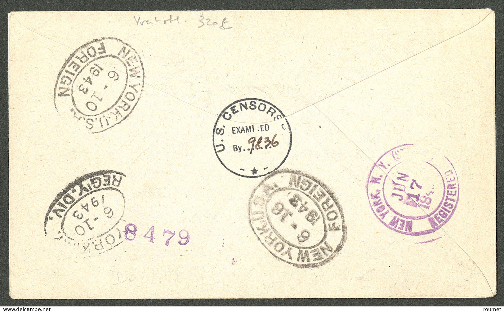 Lettre Cad "Langlade/St Pierre Et Miquelon". Nos 222 à 226 Sur Enveloppe Recommandée Pour New-York Avec A/R, 1943. - TB. - Autres & Non Classés