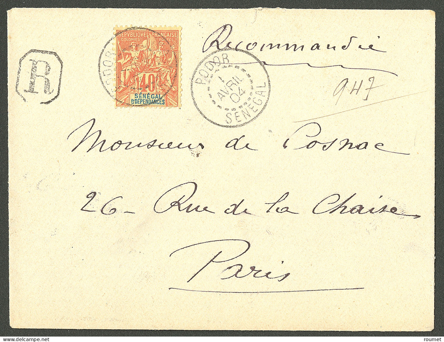 Lettre Cad "Podor/Sénégal". No 17 Sur Enveloppe Recommandée Pour Paris, 1904. - TB - Otros & Sin Clasificación
