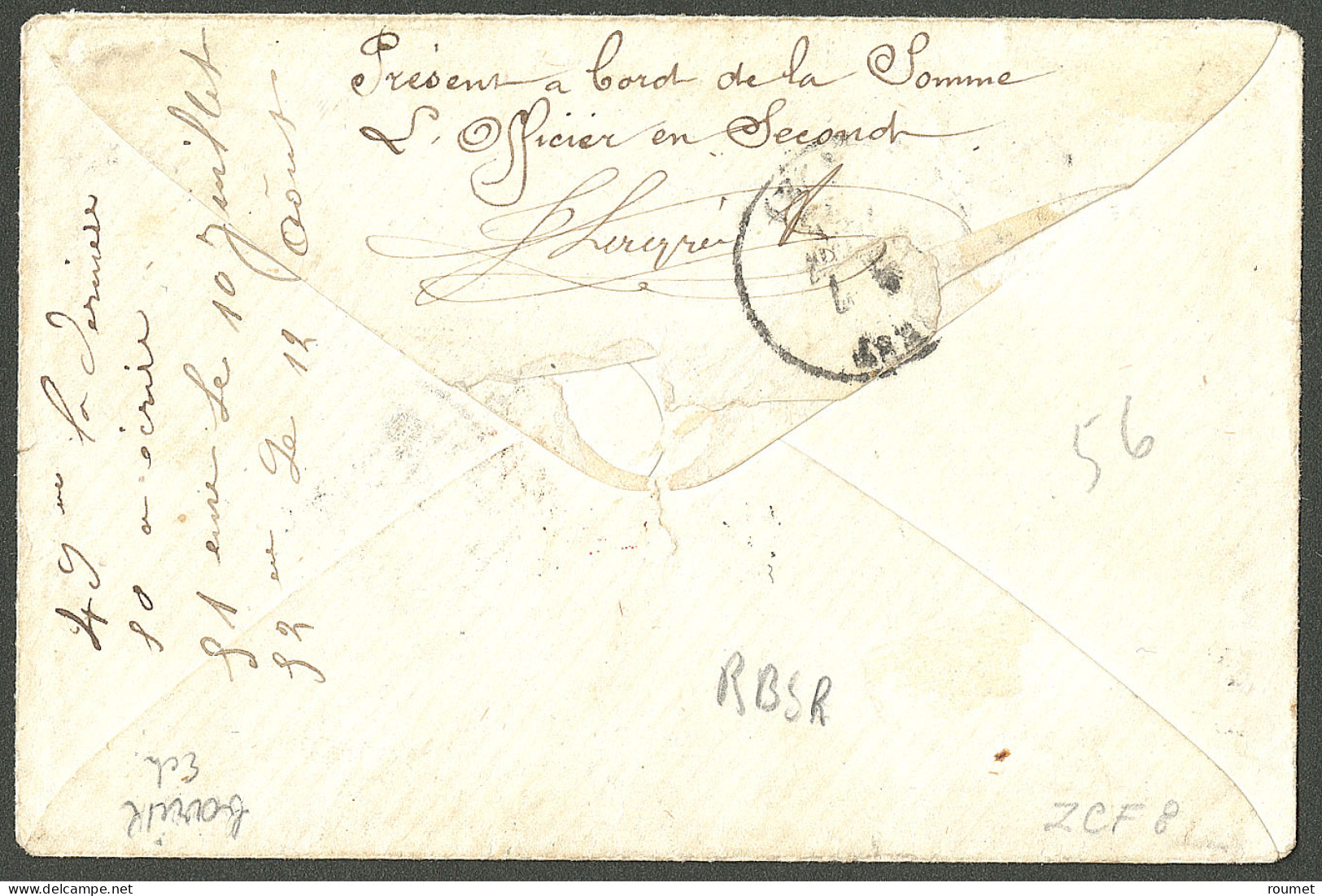 Lettre Losange "OCN" Sur CG N°3 Paire + 5 Paire, à Côté Cad "Taiti/(Océanie)/Papeete", 1870, Sur Enveloppe Pour Brest Av - Other & Unclassified
