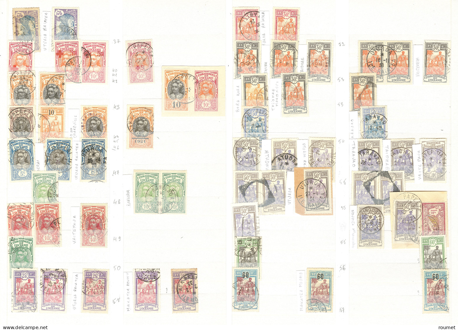 Collection. Océanie 1913-1956 (Poste, PA), Nombreuses Obl Choisies De Petits Bureaux Entre Huahine Et Uturoa . - TB - Sonstige & Ohne Zuordnung