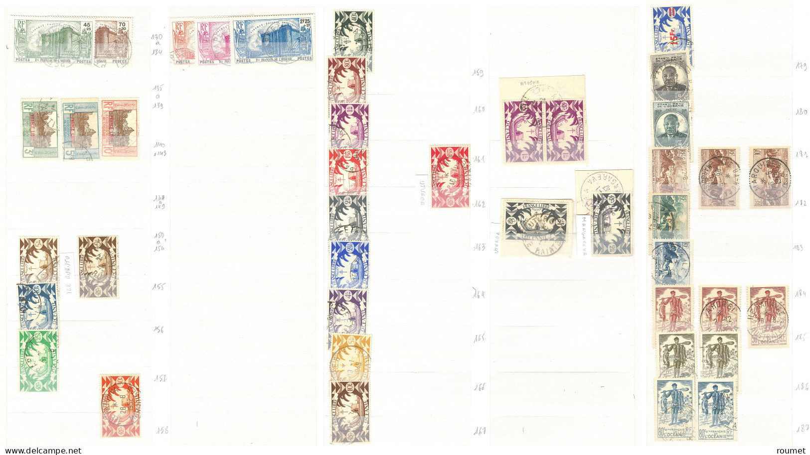 Collection. Océanie 1913-1956 (Poste, PA), nombreuses obl choisies de petits bureaux entre Huahine et Uturoa . - TB
