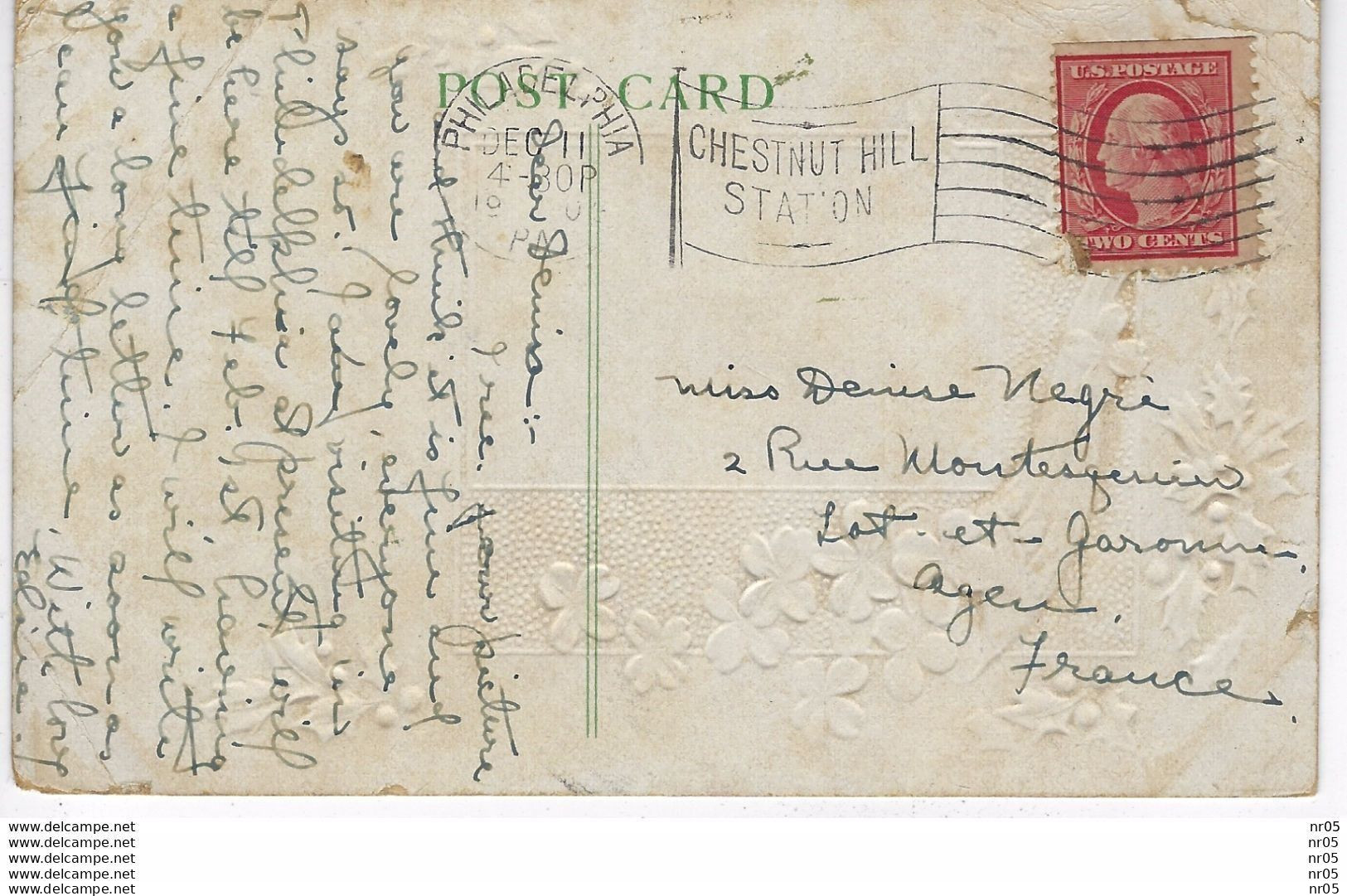 ETATS UNIS - FRANCE  - Obliteration Mec. Flamme Drapeau " CHESTNUT HILL STATION " Timbre US Postage - Lettres & Documents