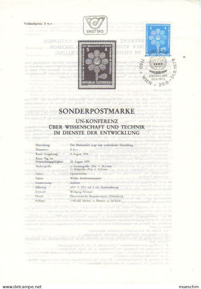 Österreich, 1979, Ersttag "Konferenz D. Vereinten Nationen." MiNr.1616 Auf Erläuterungsblatt (11124L) - FDC