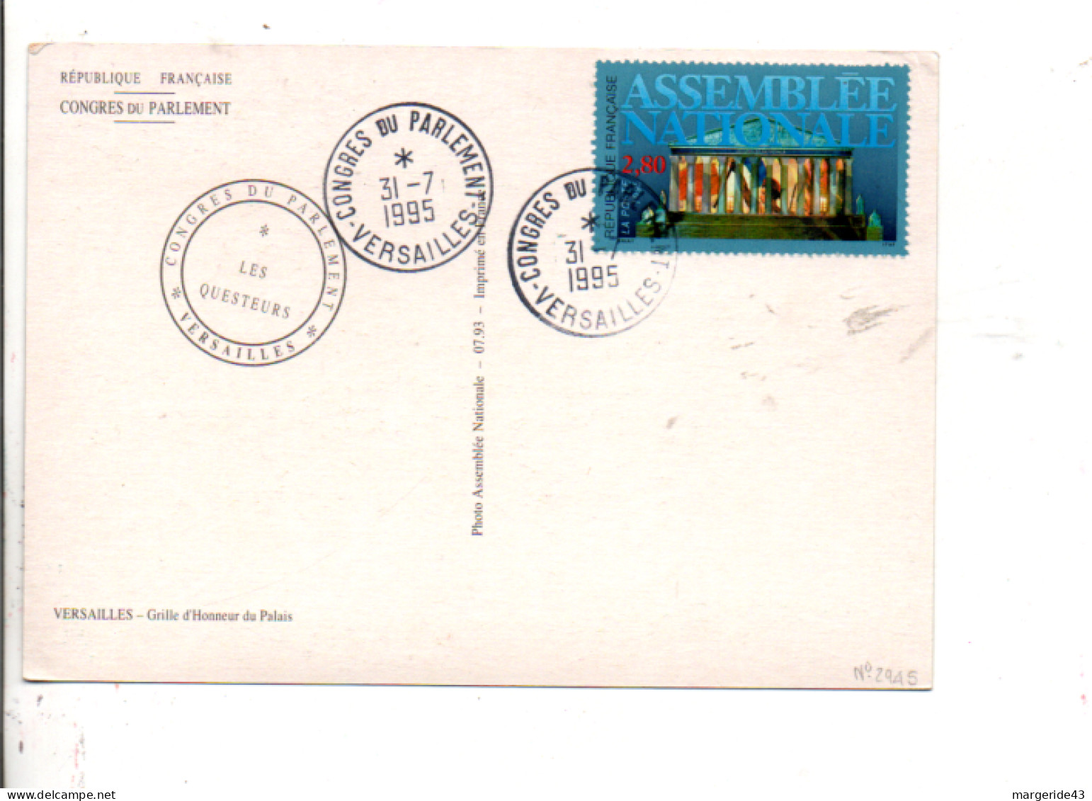CONGRES DU PARLEMENT 31/7/1995 - Commemorative Postmarks
