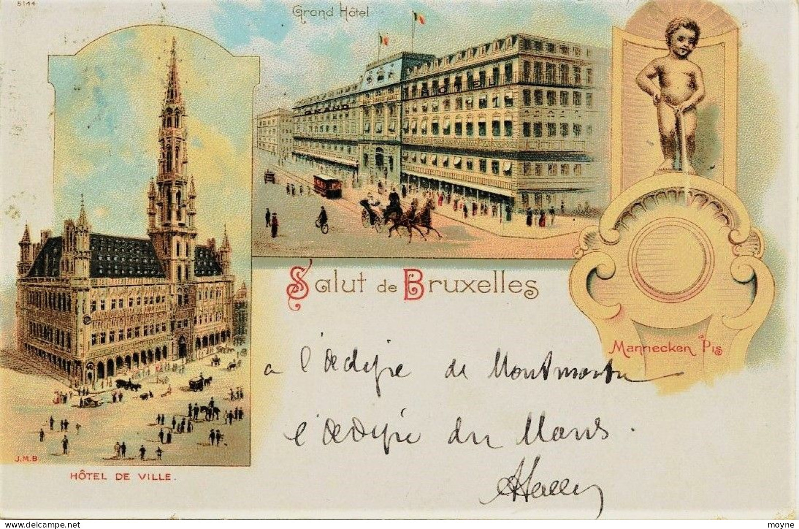 2109 - PRECURSEUR 1897 -  Litho  BRUXELLES : TIMBRE  ET  VIGNETTE DE L'EXPOSITION  DE 1897  -  Circulée En 1897    RARE - Universal Exhibitions
