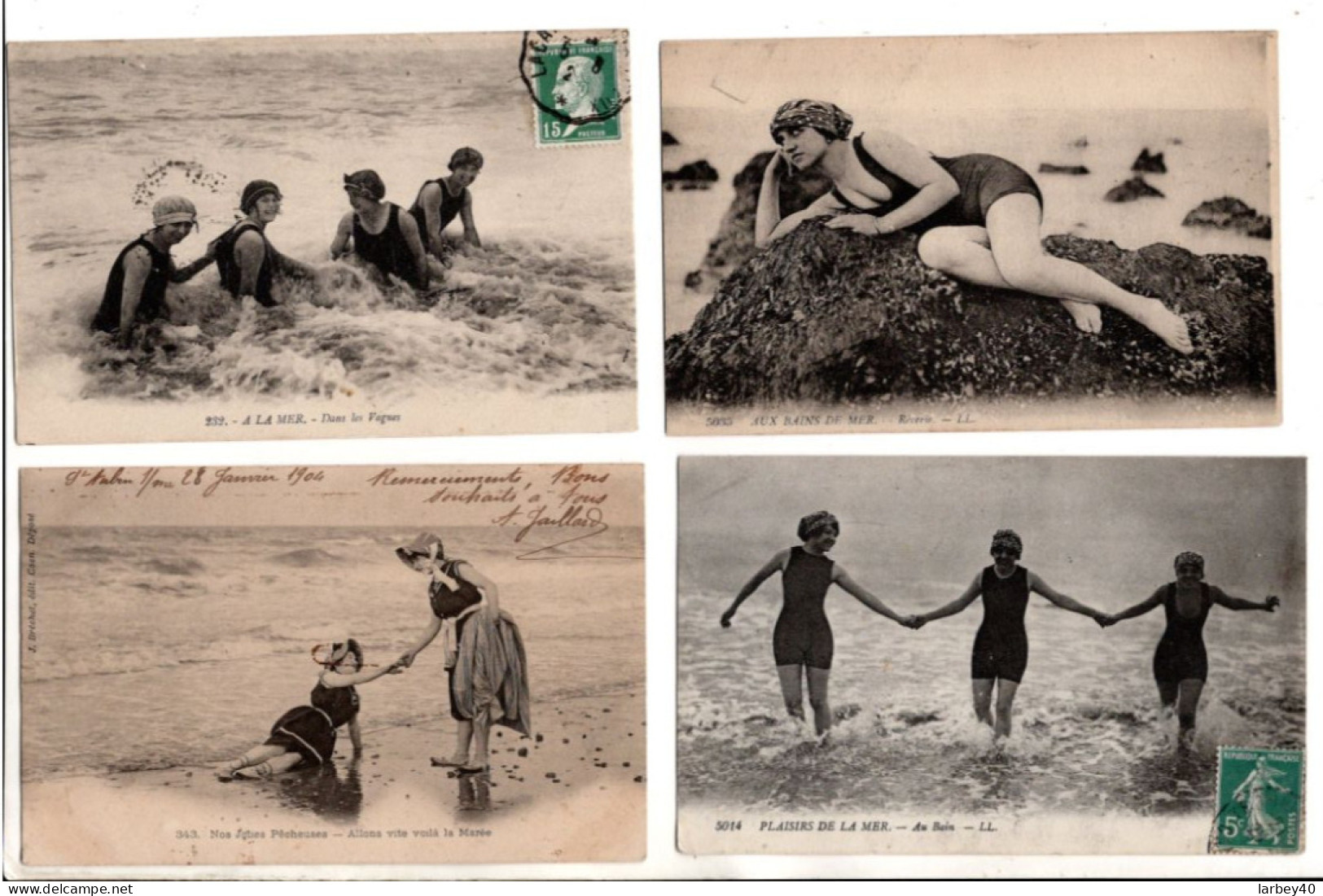 Femme Sur La Plage - 6 Cartes Postales Ancienne - Kostums