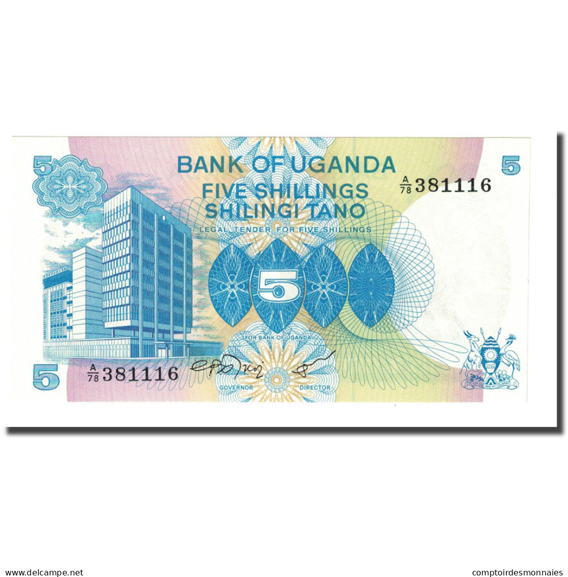 Billet, Uganda, 5 Shillings, Undated (1979), KM:10, NEUF - Uganda