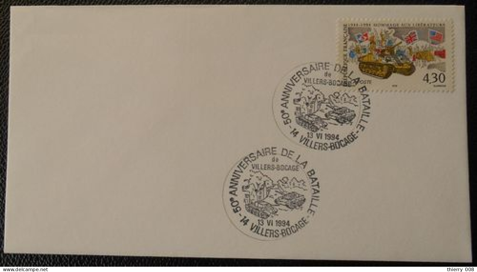 V38 Cachet Temporaire Villers Bocage 14 Calvados Anniversaire De La Bataille De Villers Bocage 13 Juin 1994 - Commemorative Postmarks