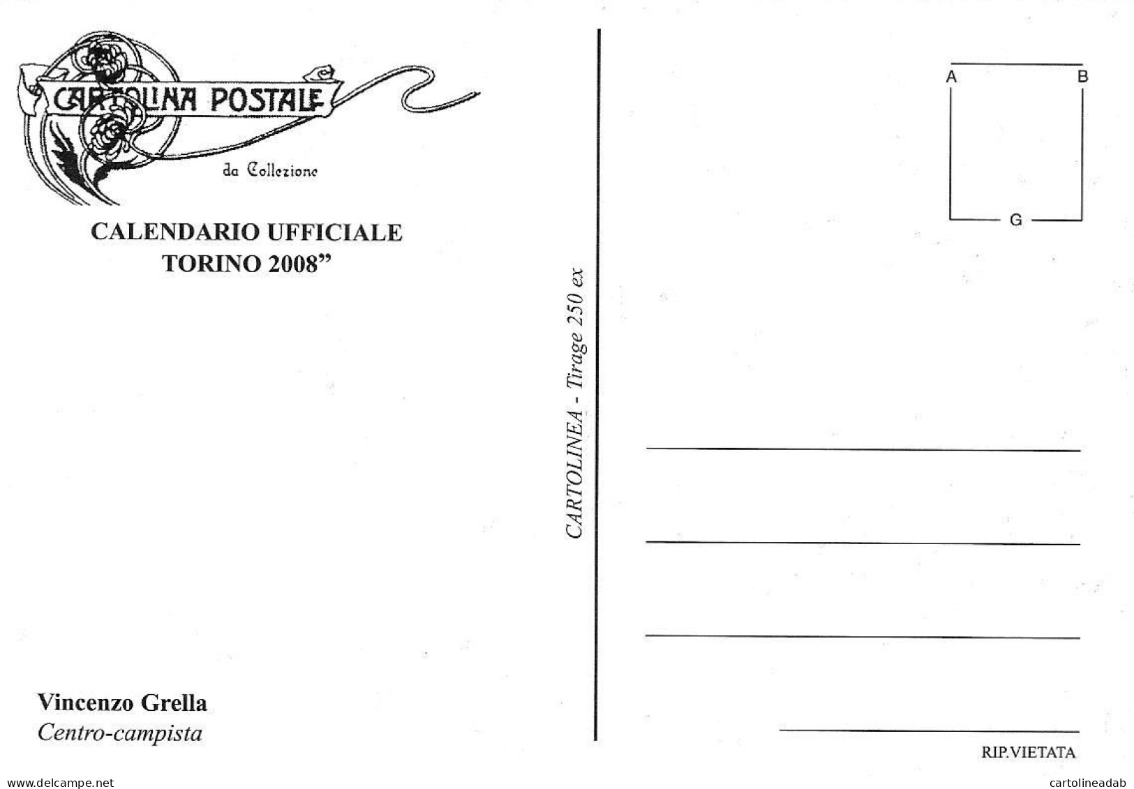 [MD9638] CPM - TORINO CALENDARIO UFFICIALE - GIUGNO 2008 - VINCENZO GRELLA - PERFETTA - Non Viaggiata - Football