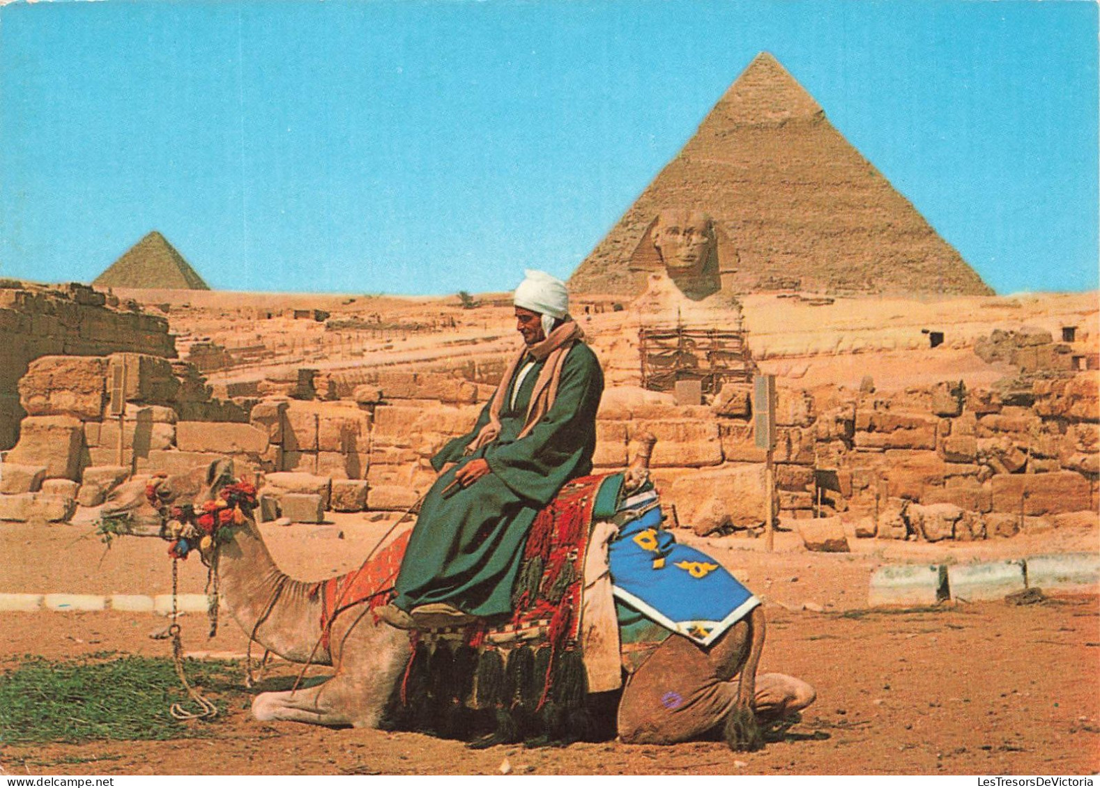 EGYPTE - Giza - The Great Sphinx And The Pyramids Of Kephren And Mikerinos - Animé - Dromadaire - Carte Postale - Guiza
