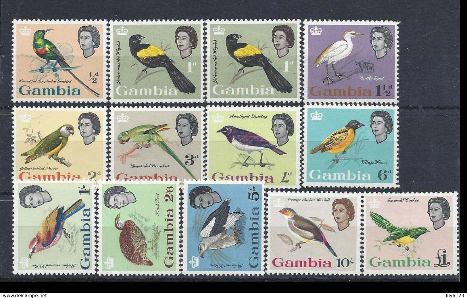 GAMBIA (1963 QE-II SG#193-205 Tropical Birds) MNH SuperB Cat.Val. £110.00 - Gambie (...-1964)