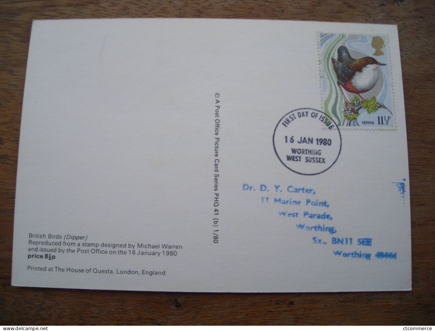 FDC1980  Dipper Cincle Plongeur  Oiseau - Cartes PHQ