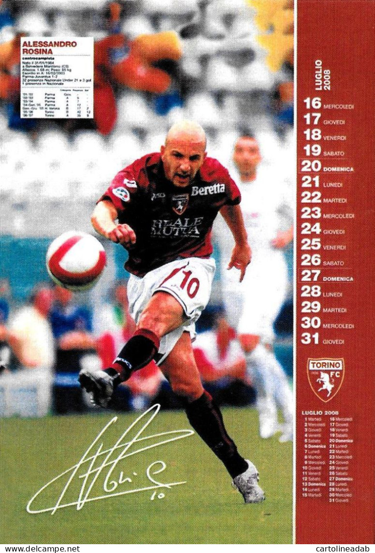 [MD9641] CPM - TORINO CALENDARIO UFFICIALE - LUGLIO 2008 - ALESSANDRO ROSINA - PERFETTA - Non Viaggiata - Voetbal