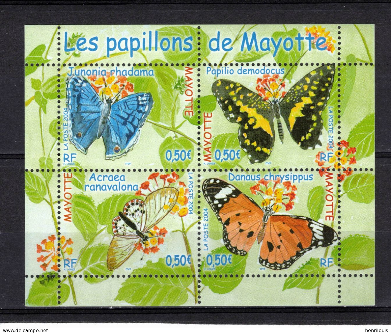 MAYOTTE Timbres Neufs ** De 2004  ( Ref 4974 A  )    Faune - Papillons De Mayotte - Unused Stamps