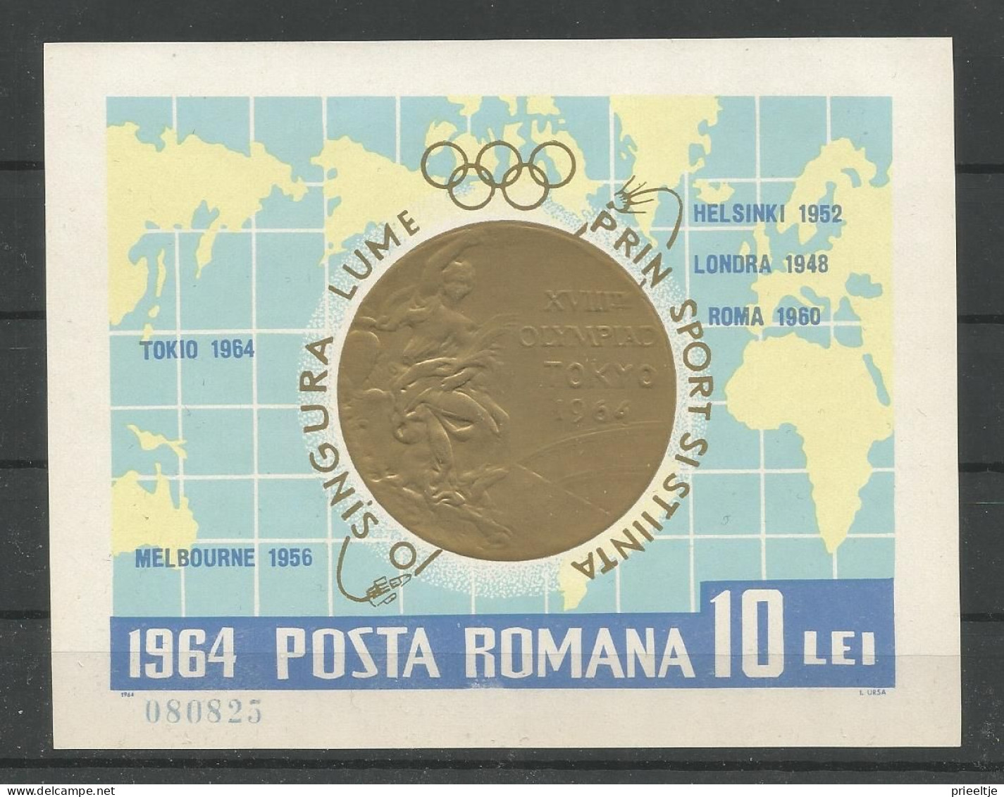 Romania 1964 Ol. Games Tokyo Medals S/S Y.T. BF 60  ** - Blocks & Kleinbögen