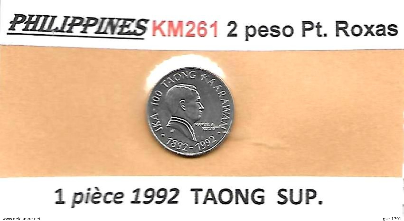 PHILIPPINES  2 PESOS Commémorative KM 261  TAONG  1992  SUP - Filipinas