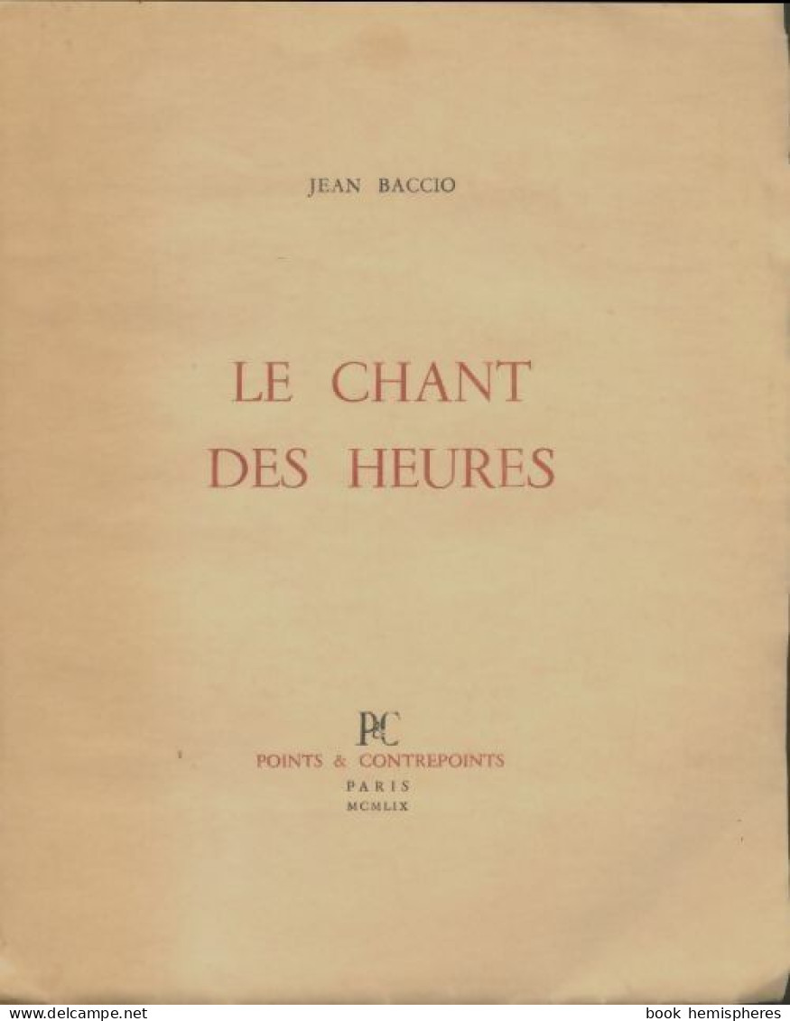 Le Chant Des Heures (1959) De Jean Baccio - Musik