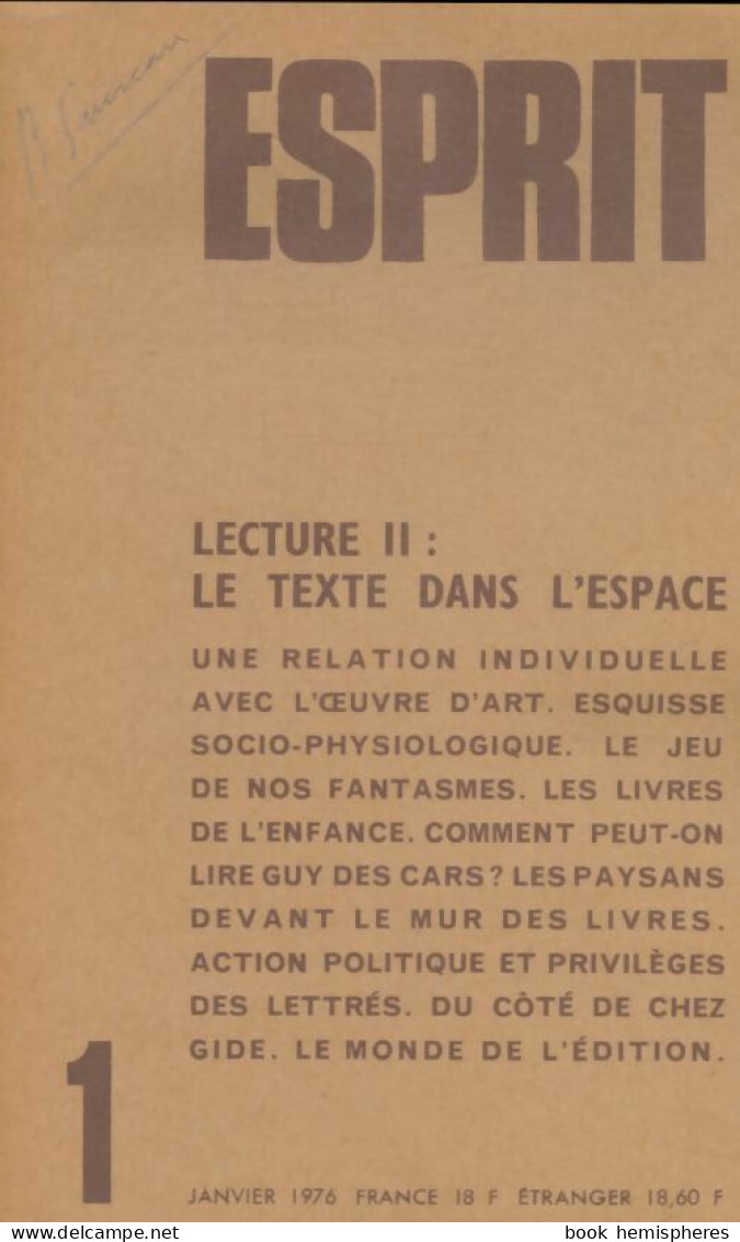 Esprit N°453 (1976) De Collectif - Unclassified