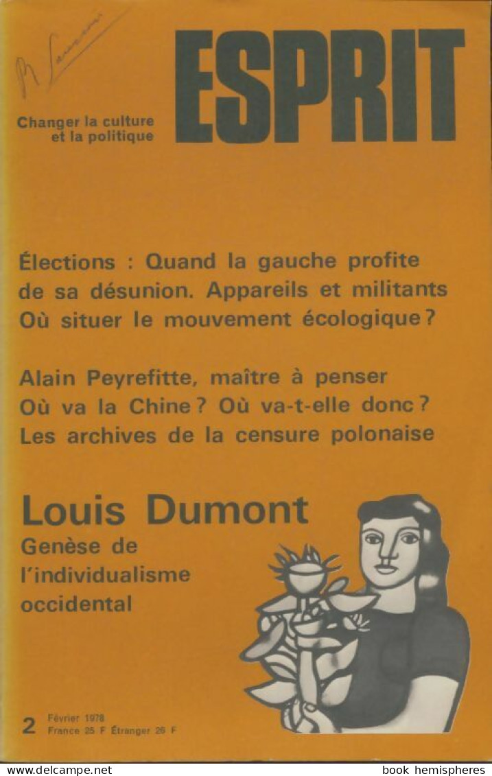 Esprit N°14 : Louis Dumont (1978) De Collectif - Sin Clasificación