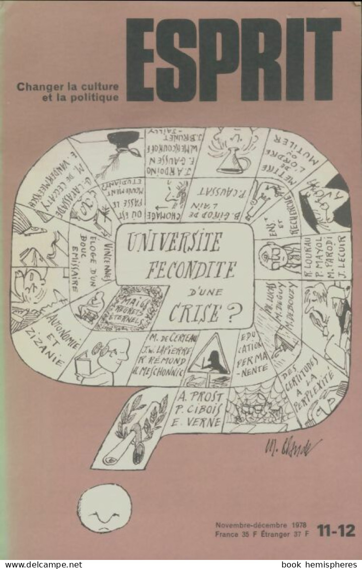 Esprit N°11-12 : Université (1978) De Collectif - Non Classés