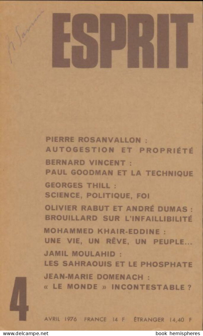 Esprit N°456 (1976) De Collectif - Sin Clasificación