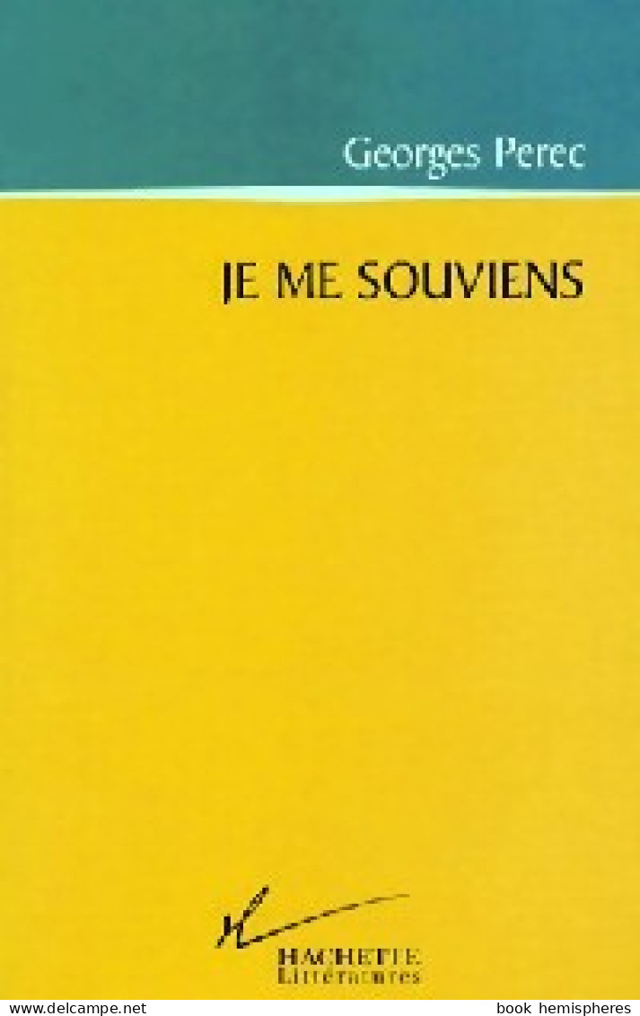 Je Me Souviens (1996) De Georges Perec - Autres & Non Classés