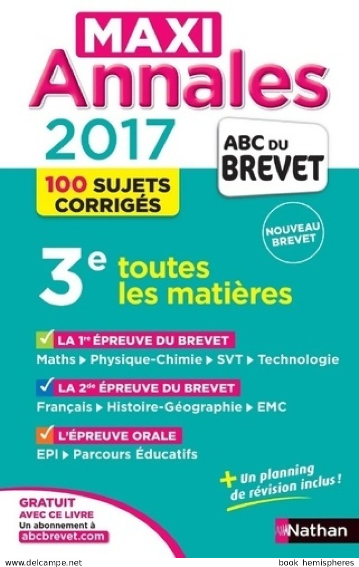 Toutes Les Matières Brevet 3e 2017 (2016) De Me Cécile Mimouni - 12-18 Jahre