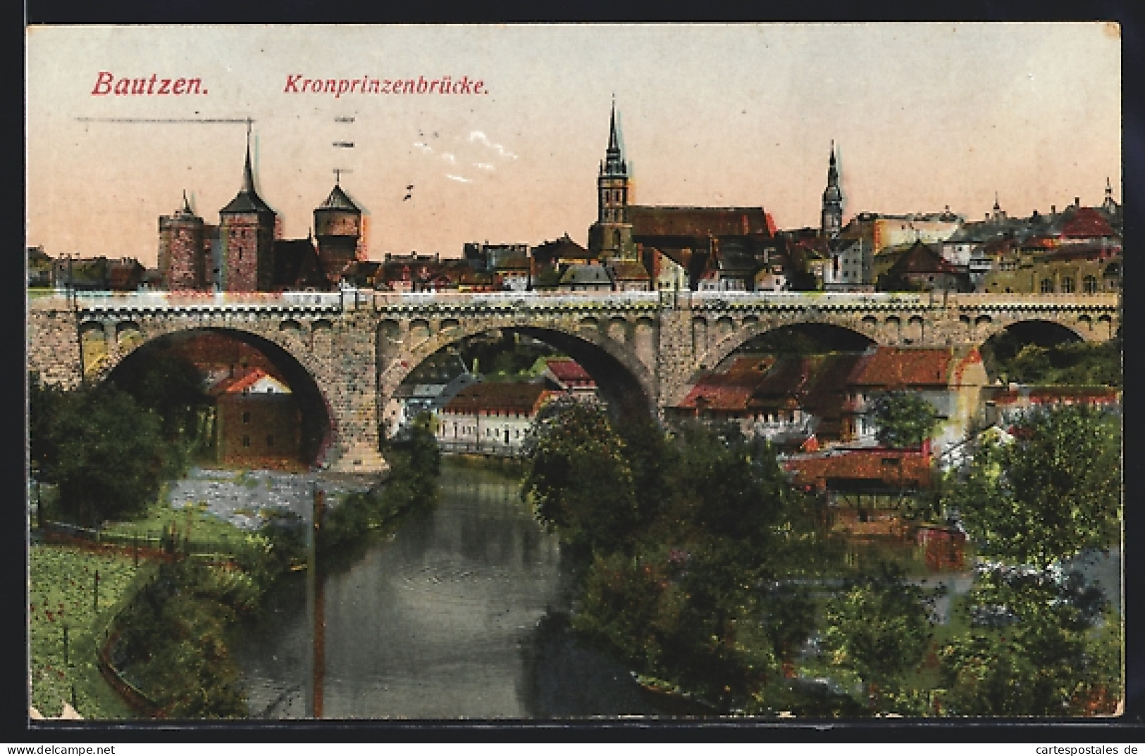 AK Bautzen, Ortsansicht Und Kronprinzenbrücke  - Bautzen