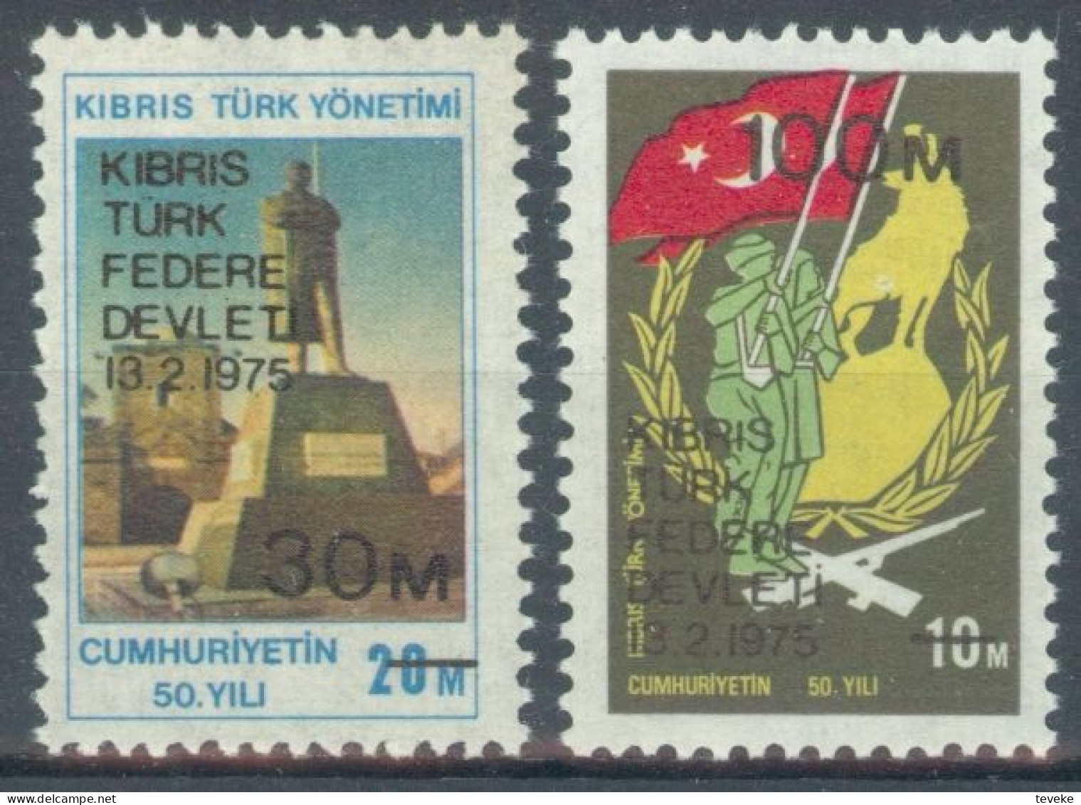 TURKISH CYPRUS 1975 - Michel Nr. 08/09 - MNH ** - Proclamation Of The Autonomous Government - Ungebraucht