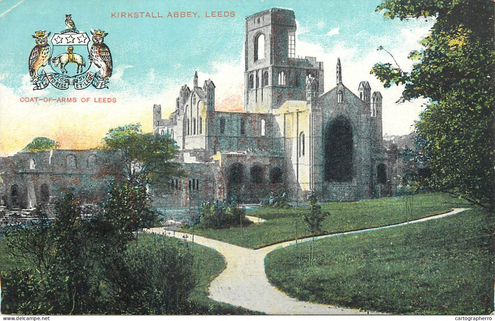 England Leeds Kirkstall Abbey & Coat Of Arms Of Leeds - Leeds
