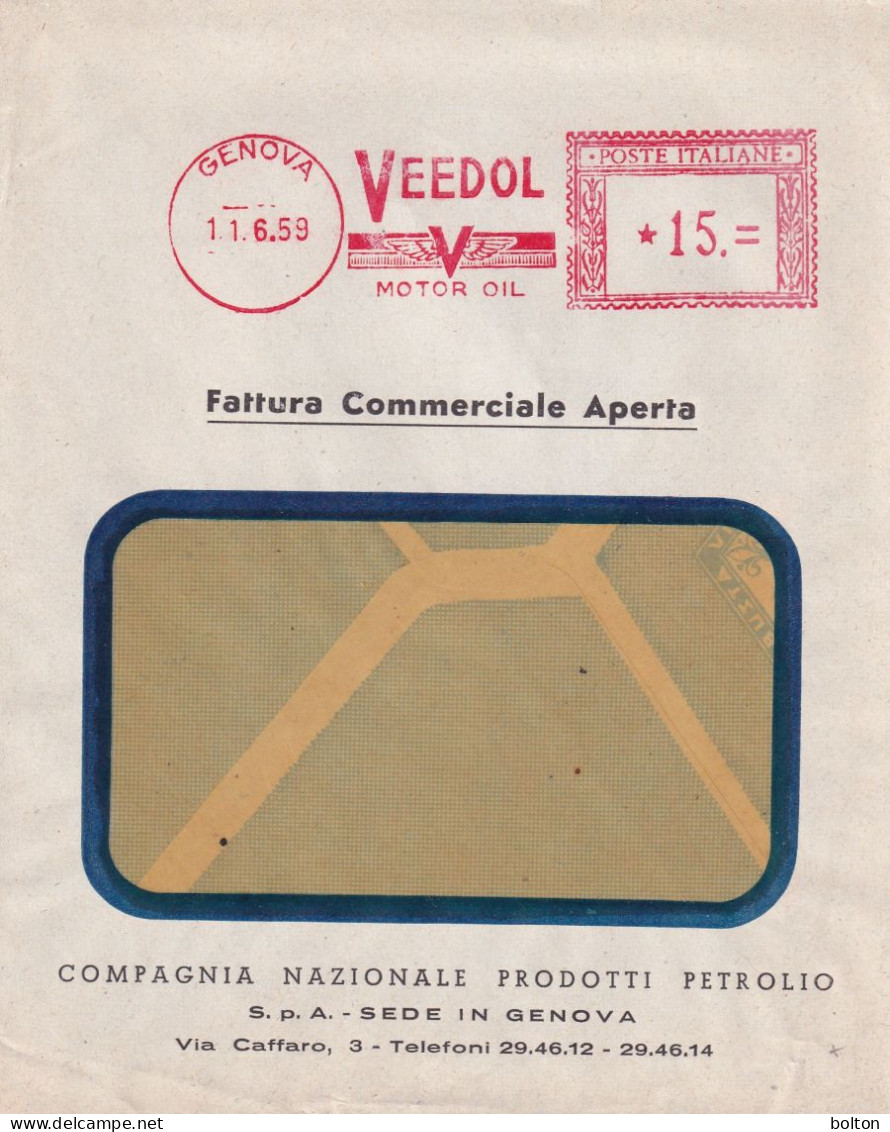 1959   Affrancatura Meccanica Rossa EMA  ESSO VEEDOL  MOTOR OIL  Lubrificanti Per Automobile - 1961-70: Marcophilie